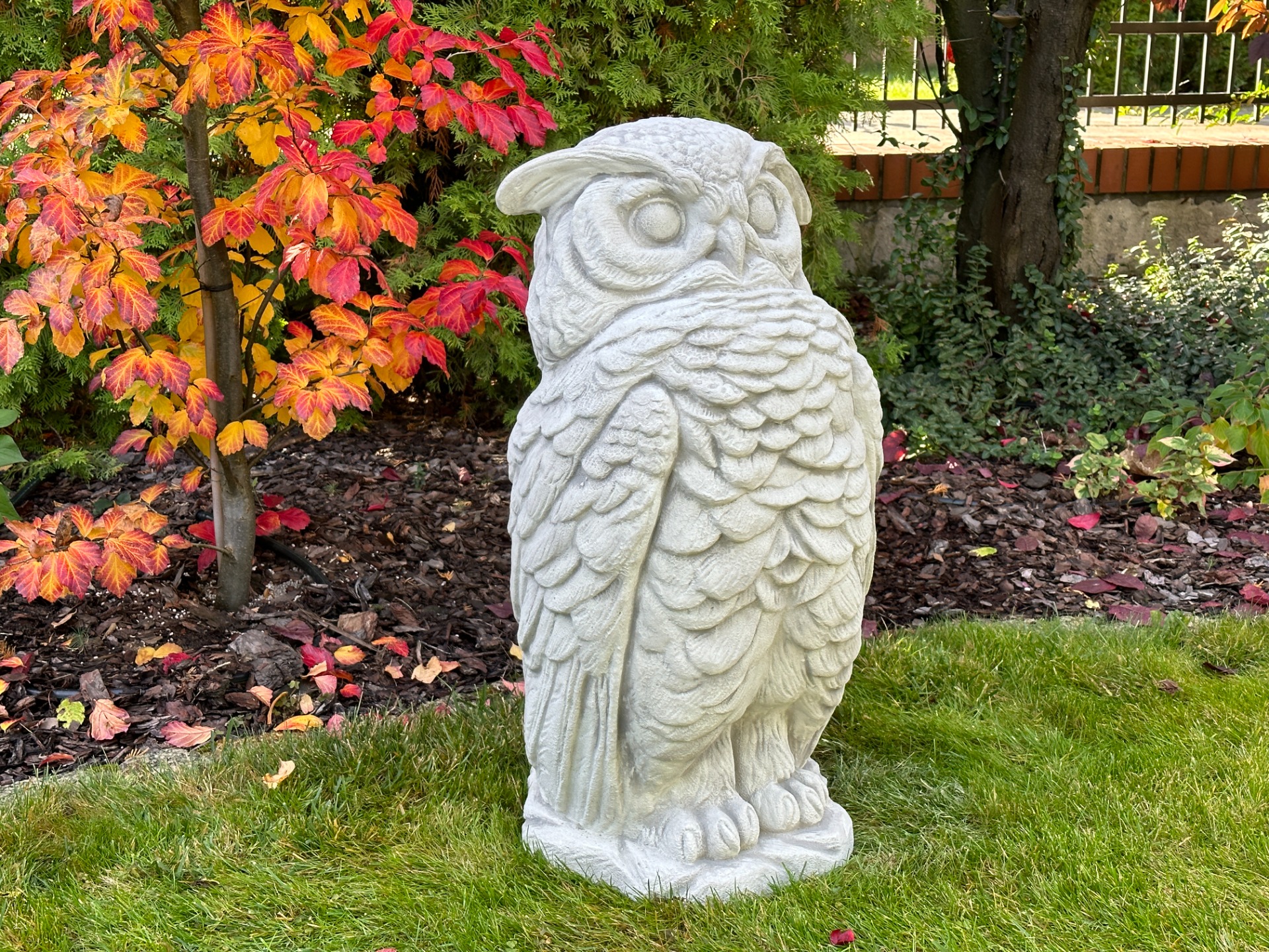 Eulen-Statue Aus Steinguss – 37 Cm Hoch, 7 Kg, Frostsicher & Wetterfest – Perfekt Für Garten, Terrasse Oder Eingangsbereich